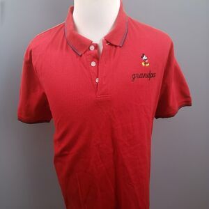 Disney Mickey Mouse Polo Shirt Mens XXL Grandpa Embroidered Red Thick Heavy